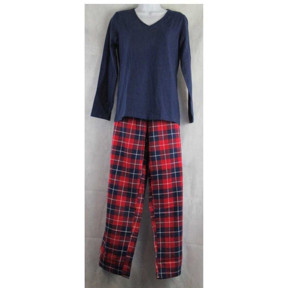 Charter Club Women's 2-Piece Lounge Pajama Set, Red Navy Blue Plaid, Small